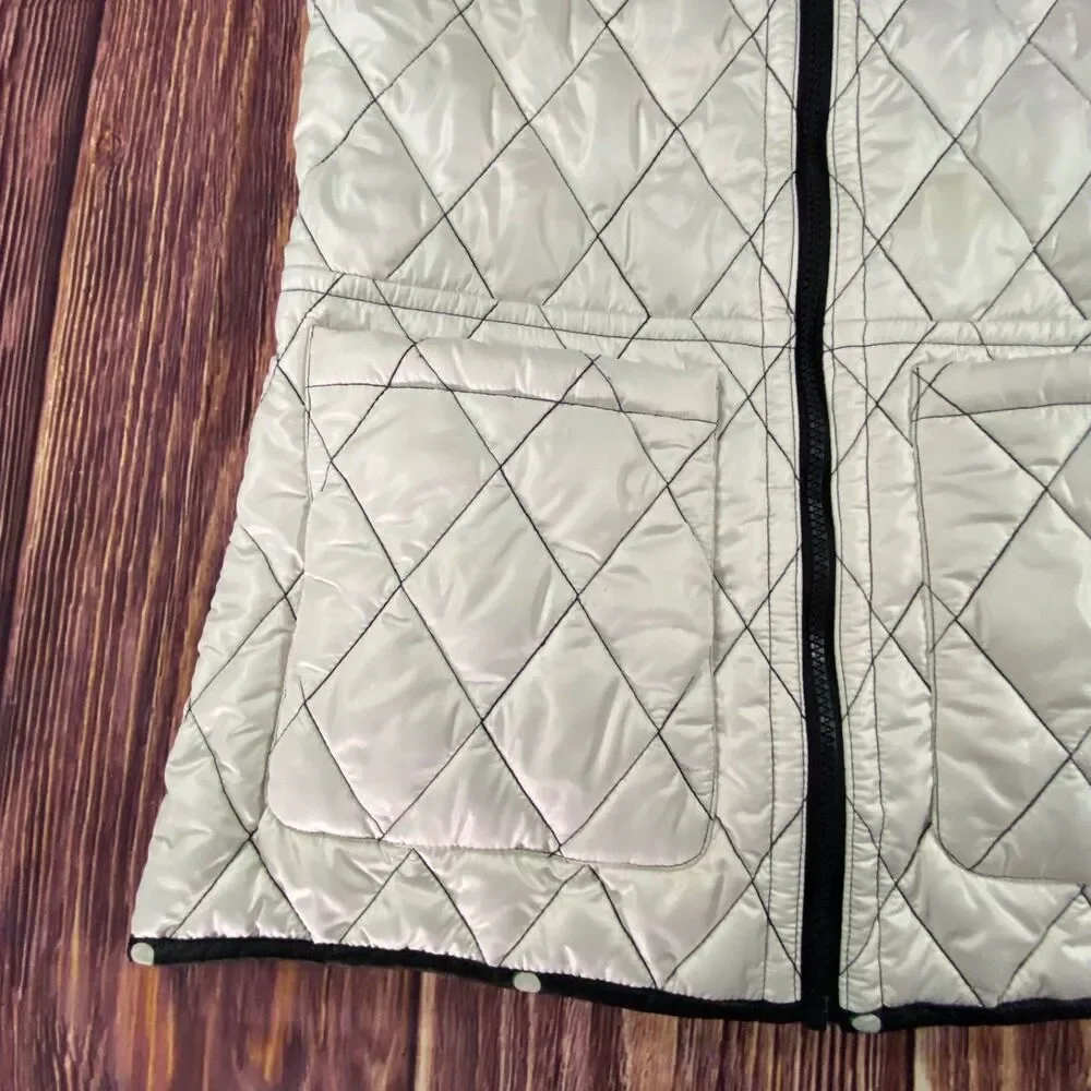 Kate Spade Women’s Reversible Quilted Polka Dot Vest Black Size Small S